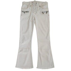 UNRAVEL PROJECT Off White lace up flare jeans sz 27  BEN TAVERNITI